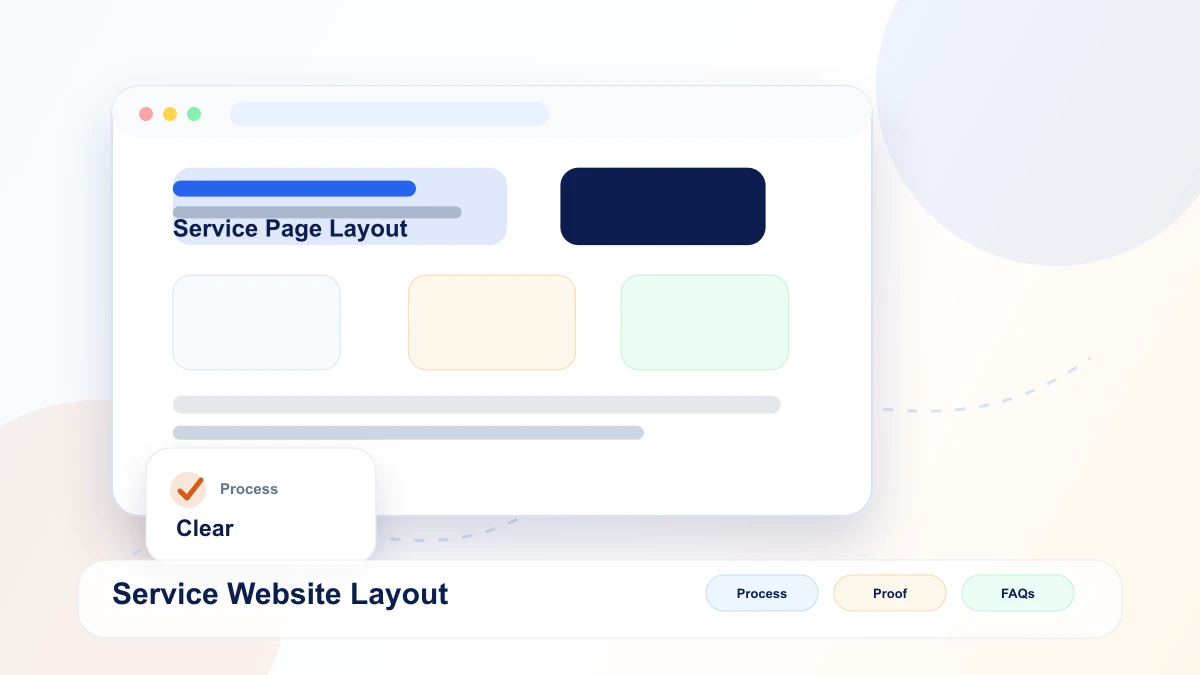 Service website layout mockup